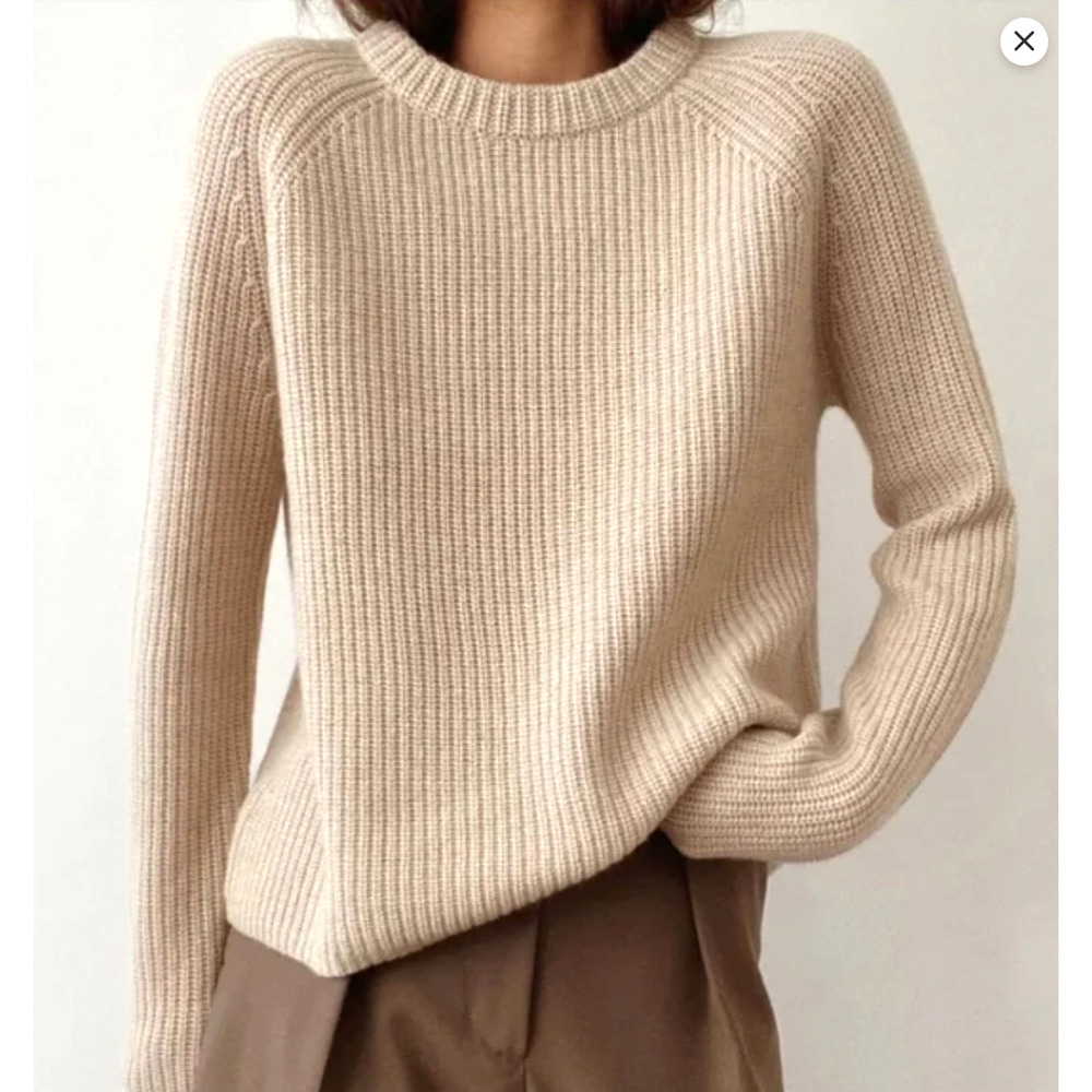 NWT! Jenni Kayne XS Classic 100% CASHMERE Fisherman Sweater $425 Oatmeal Neutral